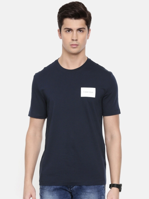 

Calvin Klein Jeans Men Navy Solid Round Neck T-shirt, Navy blue