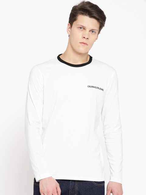 

Calvin Klein Jeans Men White Solid Round Neck T-shirt