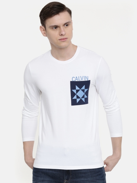 

Calvin Klein Jeans Men White Solid Round Neck T-shirt