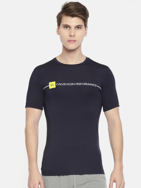 

Calvin Klein Jeans Men Navy Blue Printed Performance Fit Round Neck T-shirt