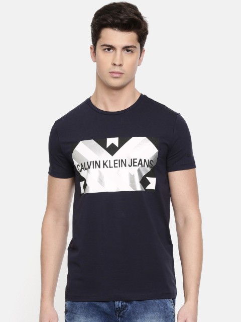 

Calvin Klein Jeans Men Navy Blue Printed Round Neck T-shirt