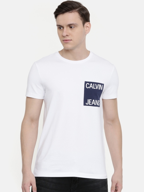 

Calvin Klein Jeans Men White Solid Round Neck T-shirt