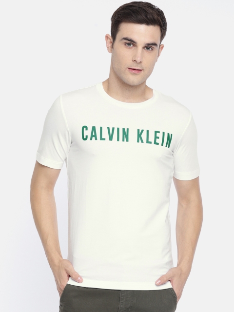 

Calvin Klein Jeans Men White Printed Performance Fit Round Neck T-shirt