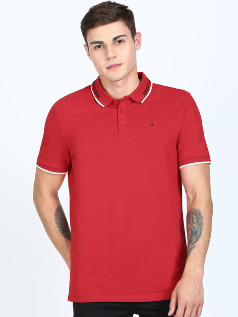 

Calvin Klein Jeans Men Red Polo Collar T-shirt