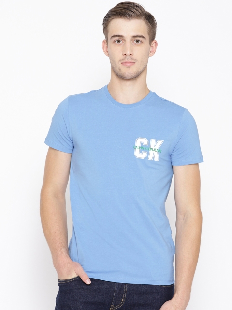 

Calvin Klein Jeans Men Blue Solid Round Neck T-shirt