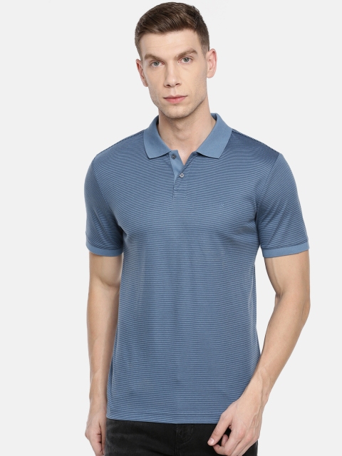 

Calvin Klein Jeans Men Blue Striped Polo Collar T-shirt