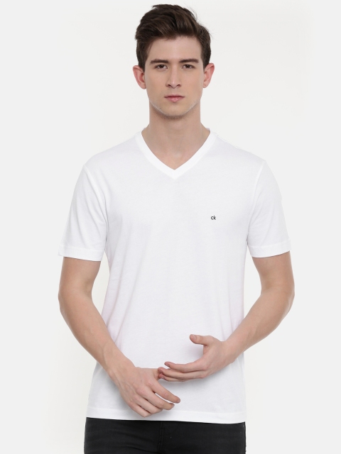

Calvin Klein Jeans Men White Solid V-Neck T-shirt