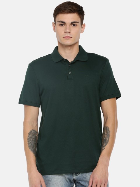 

Calvin Klein Jeans Men Olive Green Solid Polo T-shirt