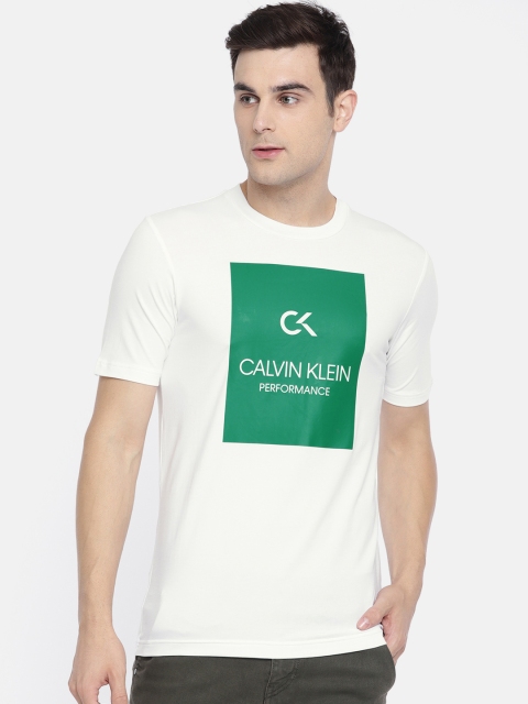 

Calvin Klein Jeans Men White Printed Performance Fit Round Neck T-shirt