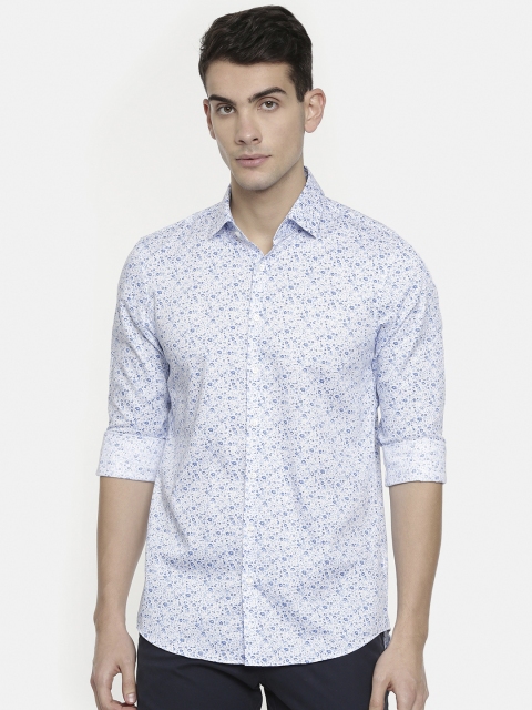 

Calvin Klein Jeans Men Blue & White Printed Slim Fit Casual Shirt