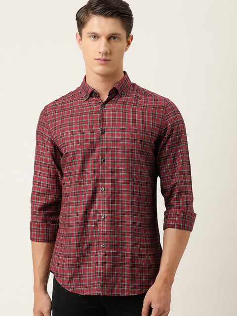 

Calvin Klein Jeans Men Red & Blue Slim Fit Checked Casual Shirt