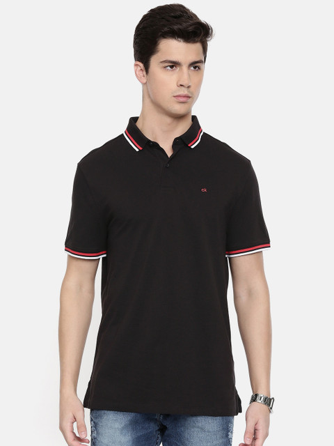 

Calvin Klein Jeans Men Black Solid Polo Collar T-shirt