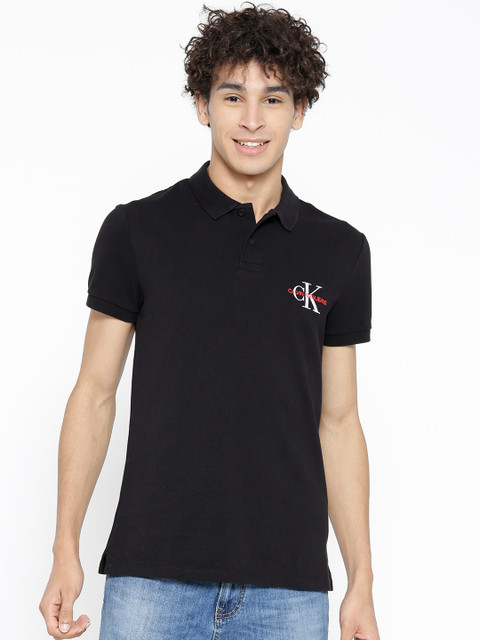 

Calvin Klein Jeans Men Black Solid Polo Collar T-shirt