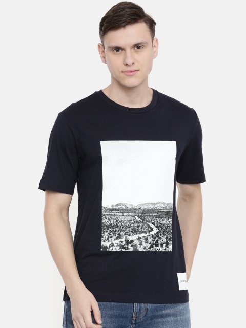 

Calvin Klein Jeans Men Navy Blue Printed Round Neck T-shirt