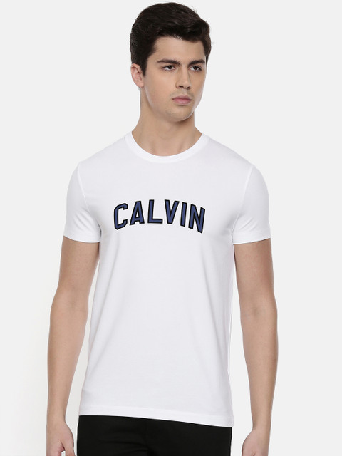 

Calvin Klein Jeans Men White Printed Slim Fit Round Neck T-shirt