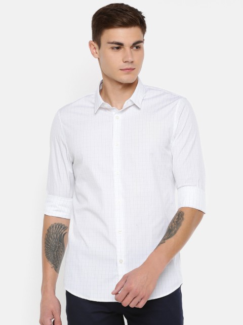 

Calvin Klein Jeans Men White & Blue Slim Fit Checked Casual Shirt