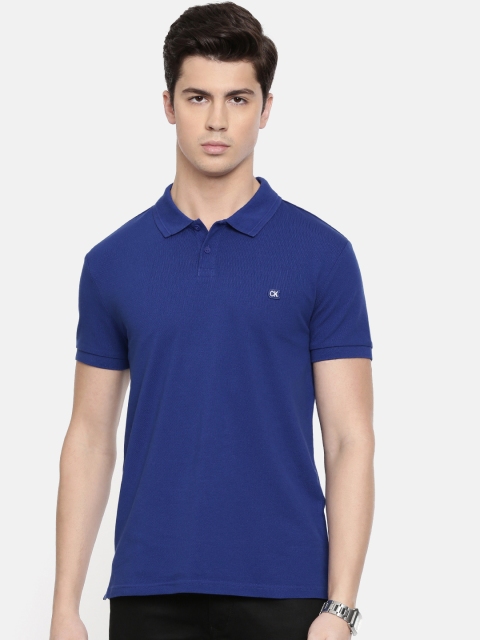

Calvin Klein Jeans Men Blue Slim Fit Solid Polo Collar T-shirt