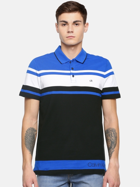 

Calvin Klein Jeans Men Blue & White Colourblocked Polo T-shirt