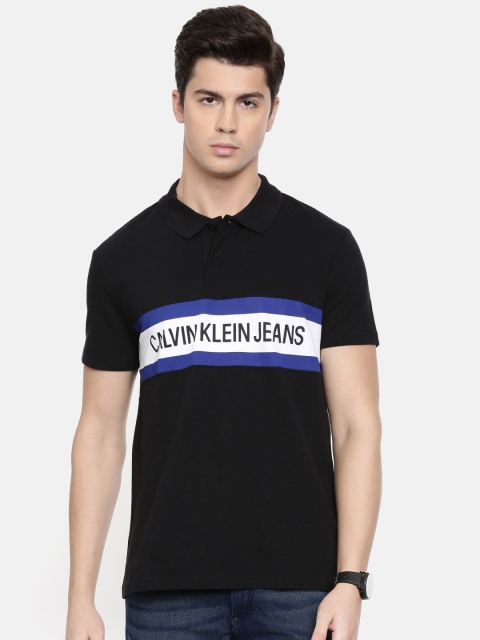 

Calvin Klein Jeans Men Black & White Printed Polo Collar T-shirt