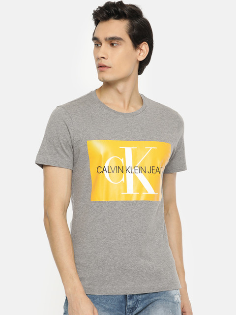 

Calvin Klein Jeans Men Grey Printed Round Neck T-shirt