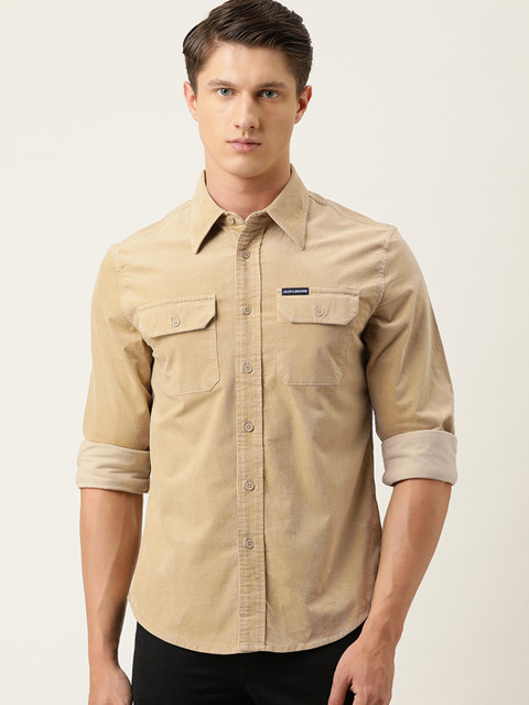 

Calvin Klein Jeans Men Khaki Regular Fit Solid Casual Corduroy Shirt