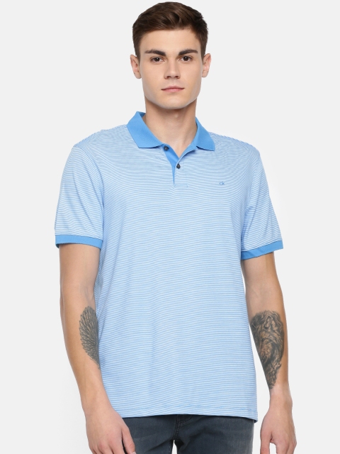 

Calvin Klein Jeans Men Blue & White Striped Polo T-shirt