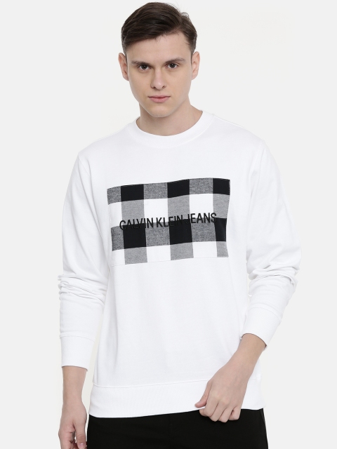 

Calvin Klein Jeans Men White & Black Checked Sweatshirt