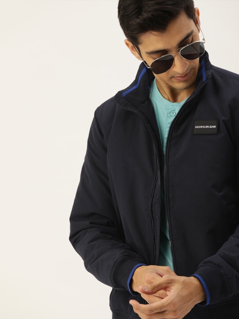 

Calvin Klein Jeans Men Navy Blue Solid Bomber Jacket