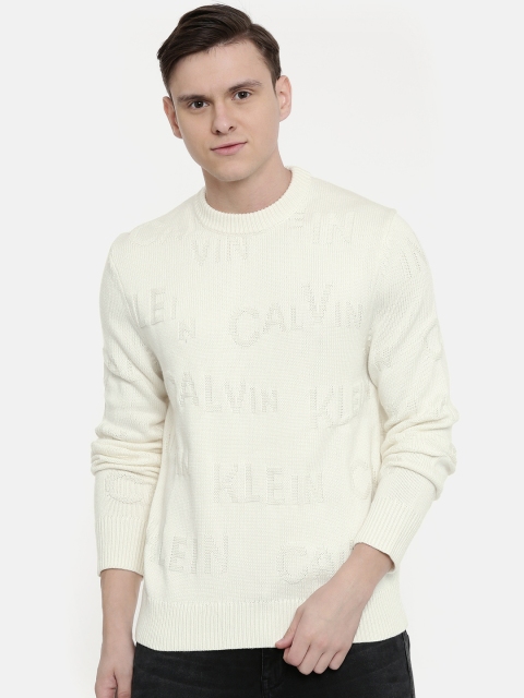 

Calvin Klein Jeans Men Off-White Self Design Sweater