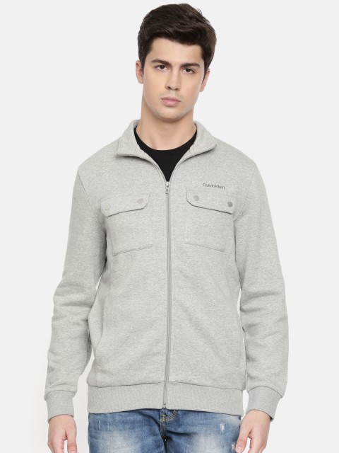 

Calvin Klein Jeans Men Grey Melange Solid Sweatshirt