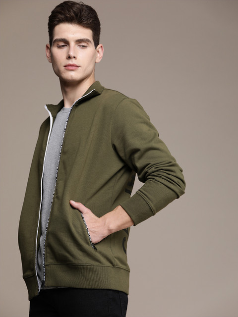 

Calvin Klein Jeans Men Olive Green Back Printed Sweatshirt