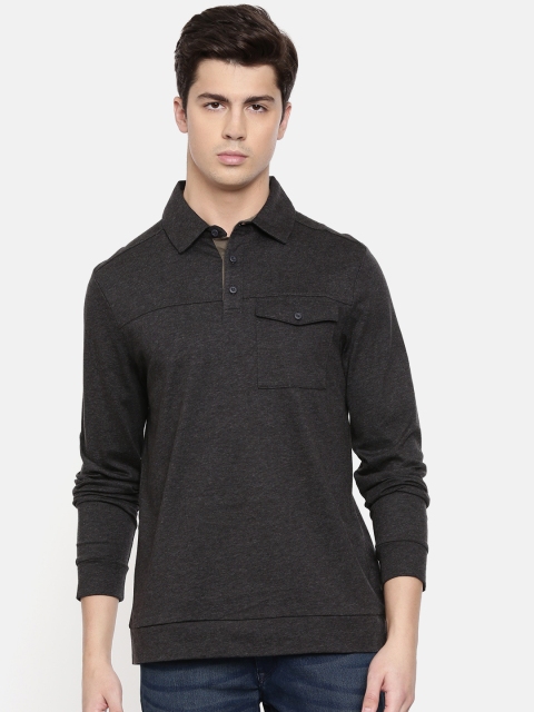 

Calvin Klein Jeans Men Charcoal Grey Solid Polo Collar T-shirt