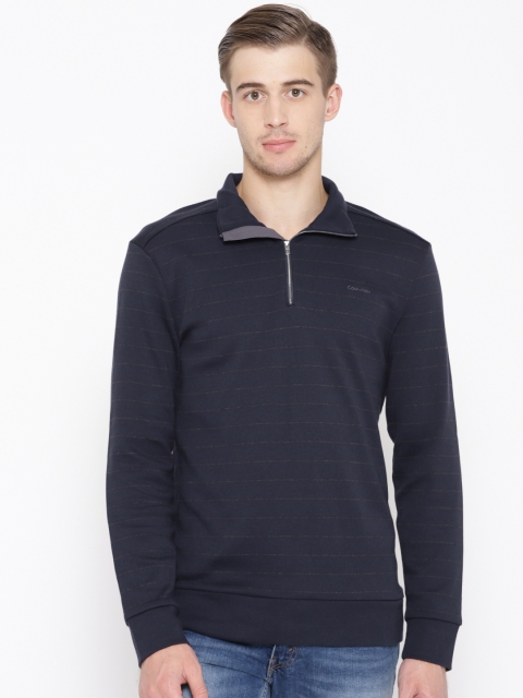 

Calvin Klein Jeans Men Navy Blue & Grey Striped Sweatshirt