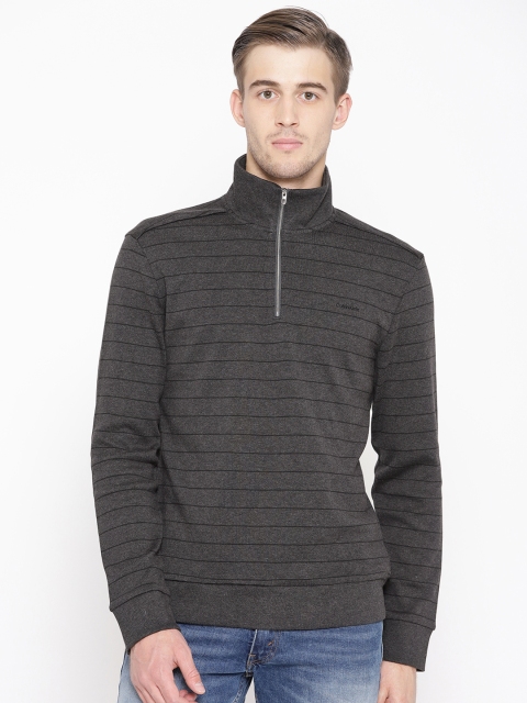 

Calvin Klein Jeans Men Charcoal Grey Striped Sweatshirt
