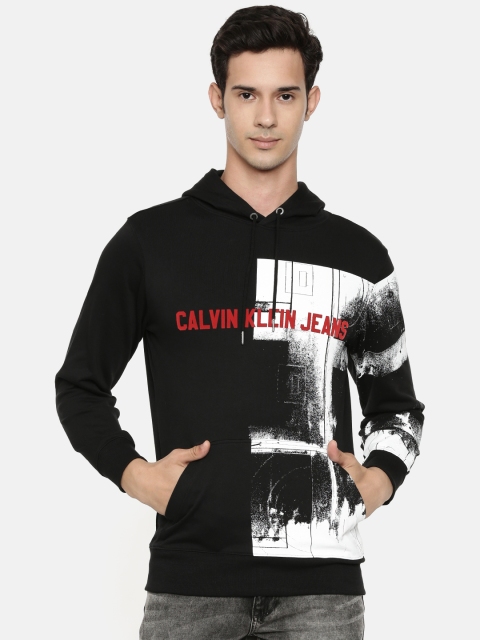 

Calvin Klein Jeans Men Black Printed Hooded Pullover Sweatshirt