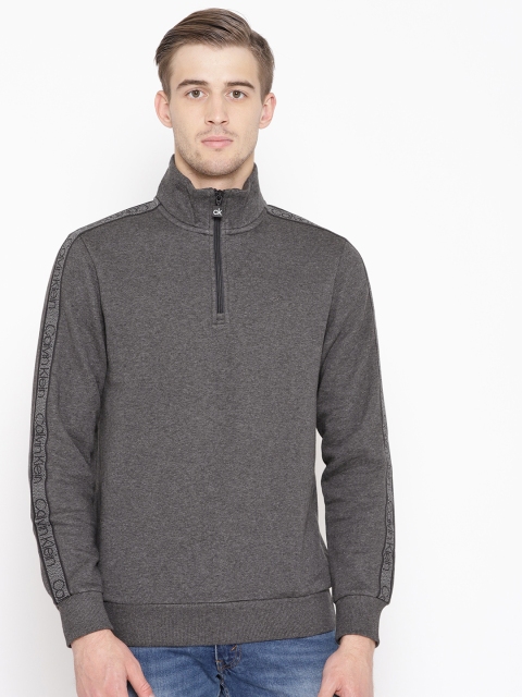 

Calvin Klein Jeans Men Charcoal Grey Solid Sweatshirt