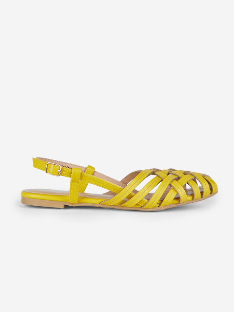 

DOROTHY PERKINS Women Mustard Yellow Solid Open Toe Flats