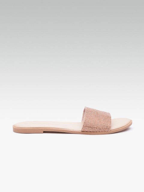 

DOROTHY PERKINS Women Rose Gold-Toned Embellished Open Toe Flats