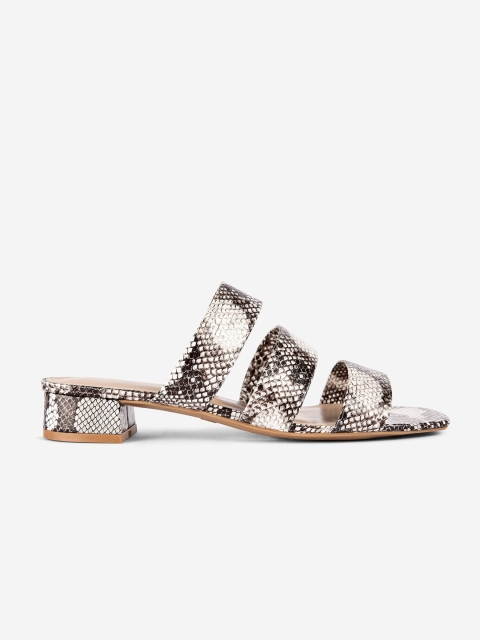 

DOROTHY PERKINS Women Grey & Black Snakeskin Textured Heels