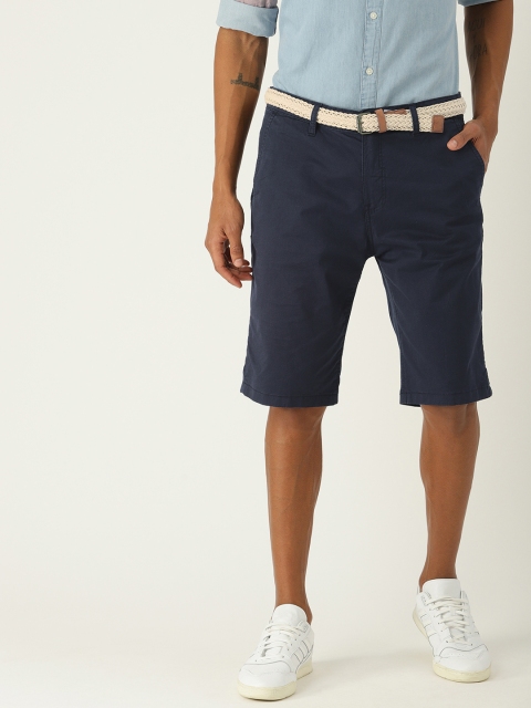 

ESPRIT Men Navy Blue Solid Relaxed Slim Fit Chino Shorts