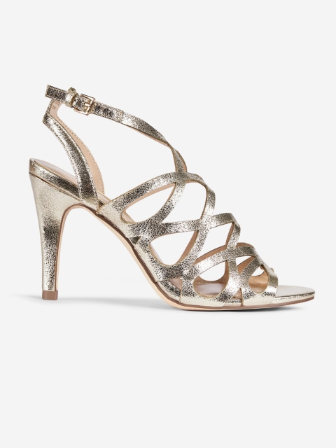 

DOROTHY PERKINS Women Gold-Toned Cut-Outs Stilettos