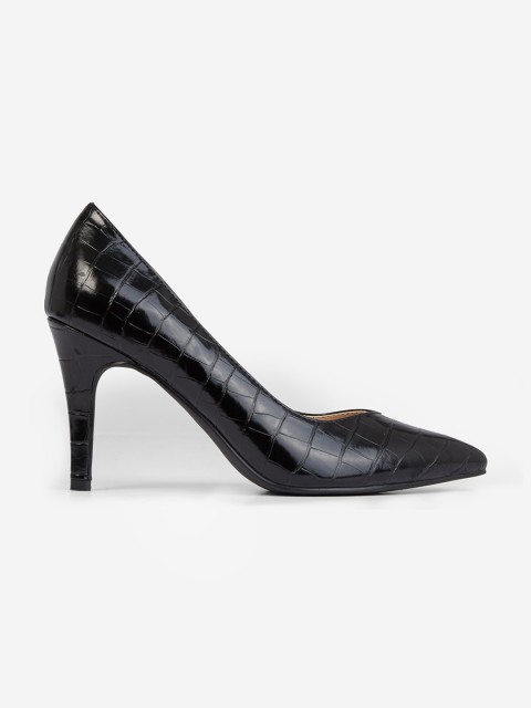 

DOROTHY PERKINS Women Black Croc Pattern Pumps