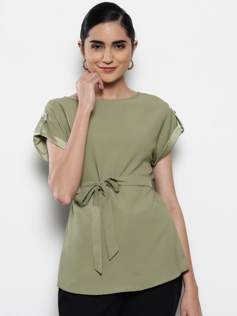 

DOROTHY PERKINS Women Olive Green Solid Top