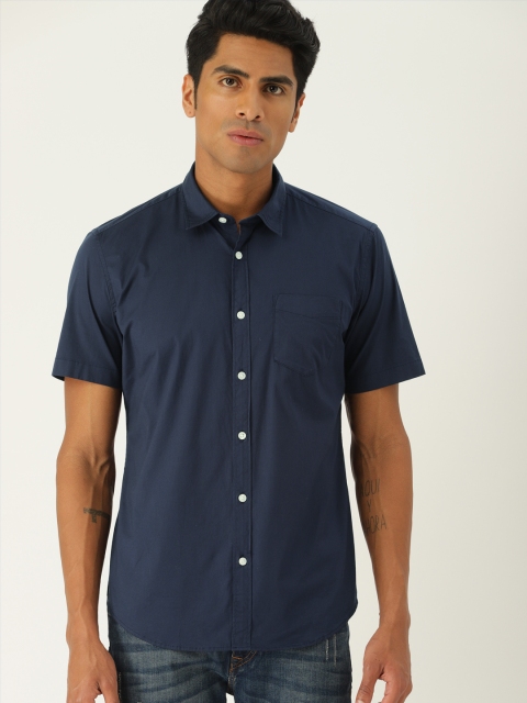 

ESPRIT Men Navy Blue Slim Fit Solid Casual Shirt