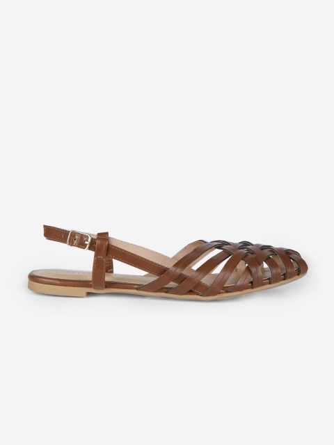 

DOROTHY PERKINS Women Coffee Brown Solid Open Toe Flats