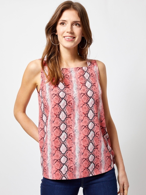 

DOROTHY PERKINS Women Peach-Coloured & Off-White Snakeskin Print Top
