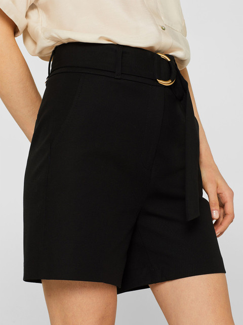 

ESPRIT Women Black Solid Regular Fit Regular Shorts