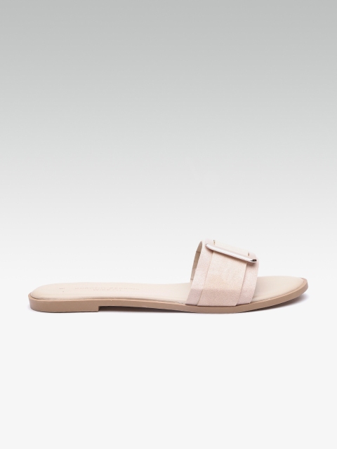 

DOROTHY PERKINS Women Peach-Coloured Solid Open Toe Flats with Buckle Detail
