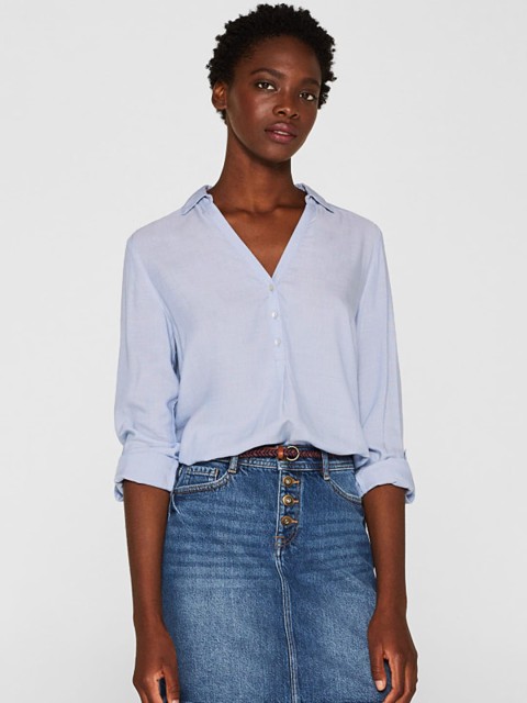 

ESPRIT Women Blue Solid Shirt Style Top