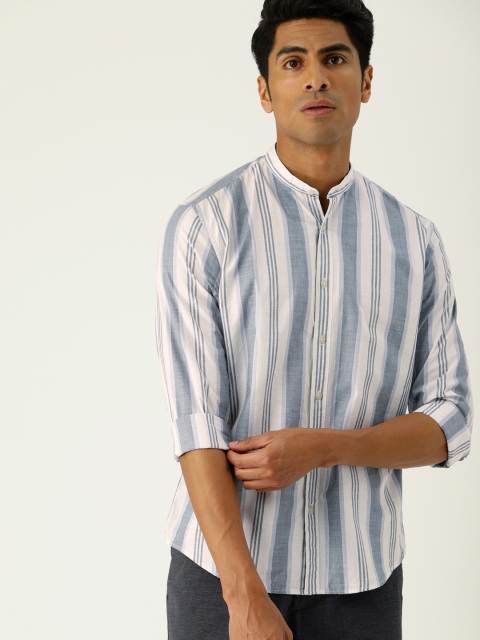 

ESPRIT Men White & Blue Regular Fit Striped Casual Shirt